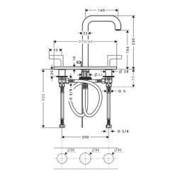 Hansgrohe AXOR Citterio 3-Loch Waschtischarmatur 170, Auslauf 140mm, Hebelgriff, Pl... HANSGROHE-39136140 4011097916200 (Abb. 1)