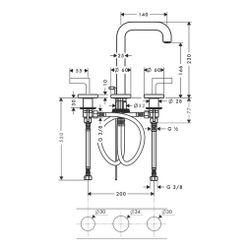 Hansgrohe AXOR Citterio 3-Loch Waschtischarmatur 170, Auslauf 140mm, Hebelgriff, Ro... HANSGROHE-39135800 4011097916118 (Abb. 1)