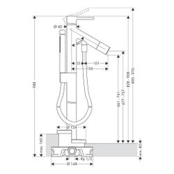 Hansgrohe AXOR Starck Einhebel-Wannenmischer bodenstehend, 18l/min, Pin-Griff, Chro... HANSGROHE-10456000 4011097436869 (Abb. 1)
