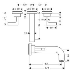 Hansgrohe AXOR Citterio 3-Loch Waschtischarmatur UP für Wandm, Auslauf 162mm, Hebel... HANSGROHE-39315330 4011097917627 (Abb. 1)