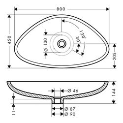 Hansgrohe Waschschüssel AXOR Massaud, Aufsatz, 144x450x800mm, Mineralguss, Weiß... HANSGROHE-42300000 4011097535302 (Abb. 1)