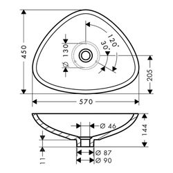 Hansgrohe Waschschüssel AXOR Massaud, Aufsatz, 144x450x570mm, Mineralguss, Weiß... HANSGROHE-42305000 4011097535319 (Abb. 1)