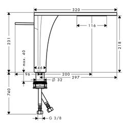 Hansgrohe AXOR Massaud Einhebel-Waschtischmischer 220mm, 4l/min, für Aufsatzwaschti... HANSGROHE-18020000 4011097523002 (Abb. 1)