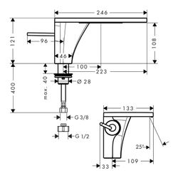 Hansgrohe AXOR Massaud Einhebel-Waschtischmischer 110mm, 4l/min, Ablaufgarnitur, Po... HANSGROHE-18010300 4011097889122 (Abb. 1)