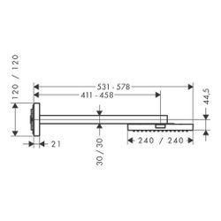Hansgrohe AXOR ShowerSolutions Kopfbrause, 12,4l/min, 240x240mm, 1jet, Brausearm, B... HANSGROHE-10925250 4011097832005 (Abb. 1)