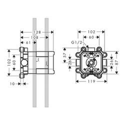Hansgrohe AXOR ShowerSolutions Grundkörper für Kopfbrause 240x240mm, 1jet, Brausear... HANSGROHE-10921180 4011097678542 (Abb. 1)
