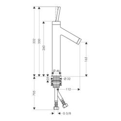 Hansgrohe AXOR Starck Einhebel-Waschtischmischer 170mm, 5l/min, Pin-Griff, Ablaufga... HANSGROHE-10123990 4011097854083 (Abb. 1)