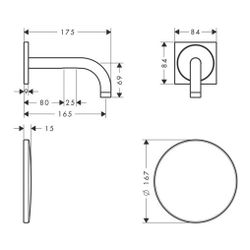 Hansgrohe AXOR Uno Elektronik-Waschtischmischer Unterputz, 5l/min, Auslauf 165mm, B... HANSGROHE-38119950 4011097909776 (Abb. 1)