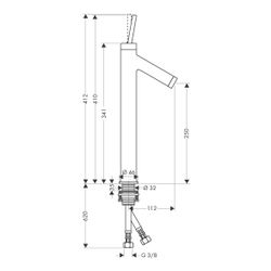 Hansgrohe AXOR Starck Einhebel-Waschtischmischer 250mm, 5l/min, Pin-Griff für AWT, ... HANSGROHE-10129330 4011097854199 (Abb. 1)