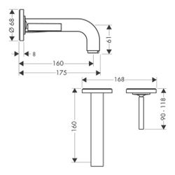Hansgrohe AXOR Citterio Einhebel-Waschtischmischer UP 5l/min, für Wandm., Pin-Griff... HANSGROHE-39113990 4011097915128 (Abb. 1)