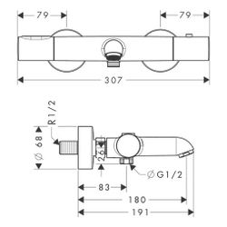 Hansgrohe AXOR Citterio M Wannenthermostat Aufputz, 21l/min, 2 Verbraucher, für Wan... HANSGROHE-34435140 4011097900520 (Abb. 1)