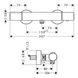 Hansgrohe AXOR Citterio M Thermostatmischer Aufputz, 20l/min, 1 Verbraucher, für Br... HANSGROHE-34635310 4011097901763 (Abb. 1)