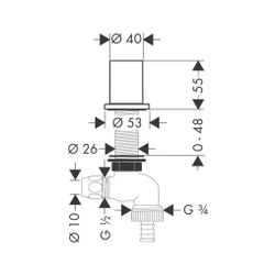Hansgrohe AXOR Küchen-Geräteabsperrventil, DN 15, G 1/2" x G 3/4", Chrom... HANSGROHE-10823000 4011097693712 (Abb. 1)