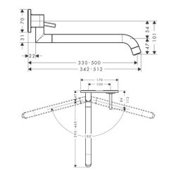Hansgrohe AXOR Uno Einhebel-Küchenmischer Unterputz für Wandmontage, 330-500mm, 9l/... HANSGROHE-38815250 4011097876078 (Abb. 1)