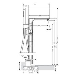 Hansgrohe AXOR Urquiola Wannenthermostat bodenstehend, 21l/min, Edelstahl Optic... HANSGROHE-11422800 4011097868424 (Abb. 1)
