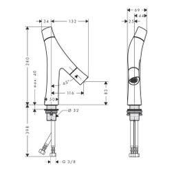Hansgrohe AXOR Starck Organic 2-Griff Waschtischmischer 80mm, 3,5l/min, Ablaufgarni... HANSGROHE-12011820 4011097815015 (Abb. 1)