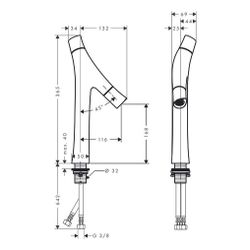 Hansgrohe AXOR Starck Organic 2-Griff Waschtischmischer 170mm, 3,5l/min, für AWT, A... HANSGROHE-12012340 4011097815138 (Abb. 1)
