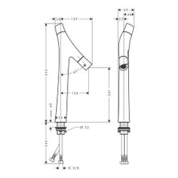 Hansgrohe AXOR Starck Organic 2-Griff Waschtischmischer 240mm, 3,5l/min, für AWT, A... HANSGROHE-12013800 4011097815343 (Abb. 1)