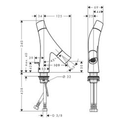 Hansgrohe AXOR Starck Organic 2-Griff Waschtischmischer 50mm, 3,4l/min, für HWB, Zu... HANSGROHE-12014950 4011097815428 (Abb. 1)