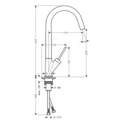 Hansgrohe AXOR Starck Einhebel-Küchenmischer, Schwenkauslauf, ComfortZone 300, Chro... HANSGROHE-10822000 4011097688541 (Abb. 1)