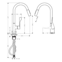 Hansgrohe AXOR Citterio Einhebel-Küchenmischer 250mm, 9.2l/min, Ausziehbrause, Poli... HANSGROHE-39835330 4011097842530 (Abb. 1)