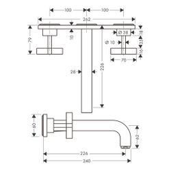 Hansgrohe AXOR Citterio 3-Loch Waschtischarmatur UP für Wandm, Auslauf 226mm, Kreuz... HANSGROHE-39144140 4011097916507 (Abb. 1)