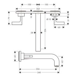 Hansgrohe AXOR Citterio 3-Loch Waschtischarmatur UP für Wandm, Auslauf 226mm, Hebel... HANSGROHE-39148990 4011097916903 (Abb. 1)