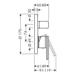 Hansgrohe AXOR Citterio Einhebel-Wannenmischer, 25l/min, UP, Hebelgriff, integriert... HANSGROHE-39457000 4011097400525 (Abb. 1)