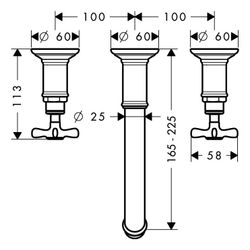 Hansgrohe AXOR Montreux 3-Loch Waschtischarmatur UP, 5l/min, für Wandmontage, Ausla... HANSGROHE-16532950 4011097880945 (Abb. 1)