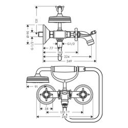 Hansgrohe AXOR Montreux 2-Griff Wannenarmatur Aufputz, 20l/min, Kreuzgriffen, Polis... HANSGROHE-16540300 4011097881614 (Abb. 1)