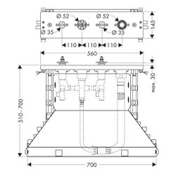 Hansgrohe AXOR Grundkörper für 4-Loch Fliesenrandarmatur, Secuflexbox, 1,10m Auszie... HANSGROHE-15481180 4059625077528 (Abb. 1)