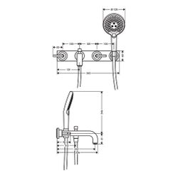 Hansgrohe AXOR Wannenarmatur Citterio 3-Loch Unterputz Wandmontage, Handbrause, Heb... HANSGROHE-39442300 4011097918570 (Abb. 1)