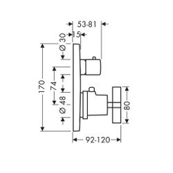 Hansgrohe AXOR Citterio Thermostat Unterputz, 26l/min, Absperrventil, Kreuzgriff, B... HANSGROHE-39705250 4011097921167 (Abb. 1)