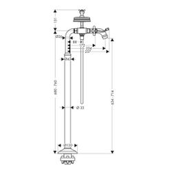 Hansgrohe AXOR Montreux 2-Griff Wannenarmatur bodenstehend, 16,5l/min, Kreuzgriffen... HANSGROHE-16547330 4011097819082 (Abb. 1)