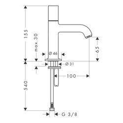 Hansgrohe AXOR Uno Standventil 70, 5l/min, G 3/8", DN 15, ohne Ablaufgarnitur, Chro... HANSGROHE-38130000 4011097366142 (Abb. 1)