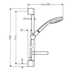 hansgrohe Croma 100 Brauseset Vario mit Brausestange 900mm 18l/min Seifenschale, Ch... HANSGROHE-27771000 4011097537290 (Abb. 1)