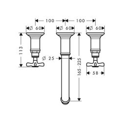 Hansgrohe AXOR Montreux 3-Loch Waschtischarmatur UP, 5l/min, für Wandmontage, Ausla... HANSGROHE-16532950 4011097880945 (Abb. 1)