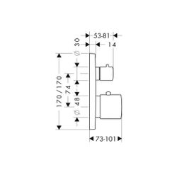 Hansgrohe AXOR Citterio M Thermostat Unterputz, Absperrventil, 25l/min, für 1 Verbr... HANSGROHE-34705800 4011097902074 (Abb. 1)