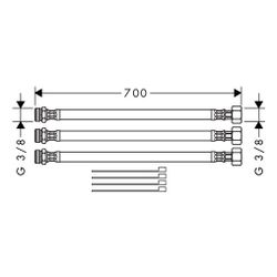 Hansgrohe AXOR Schlauchverlängerungsset für 2-Loch Waschtischmischer, 70cm... HANSGROHE-38960000 4011097704647 (Abb. 1)