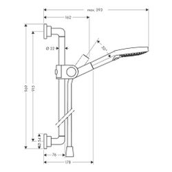 Hansgrohe AXOR Brausenset Citterio 900mm, Handbrause 120mm, 3jet, 15l/min, Brushed ... HANSGROHE-27991950 4011097895598 (Abb. 1)