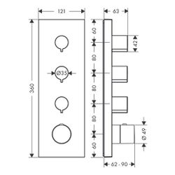 Hansgrohe AXOR ShowerSolutions Thermostatmodul 360x120mm, Unterputz, 59l/min, eckig... HANSGROHE-10751250 4011097863566 (Abb. 1)