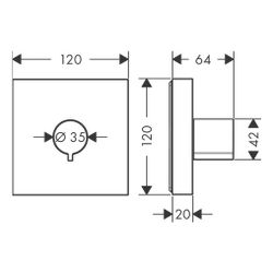 Hansgrohe AXOR ShowerSolutions Absperrventil 120x120mm, Unterputz eckig, DN 15/DN 2... HANSGROHE-10972820 4011097865652 (Abb. 1)
