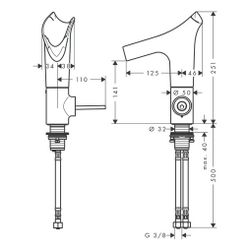 Hansgrohe AXOR Starck V Einhebel-Waschtischmischer 140mm, 4l/min, Glasauslauf, Abla... HANSGROHE-12112250 4011097821498 (Abb. 1)