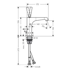 Hansgrohe AXOR Citterio E Einhebel-Waschtischmischer 130mm, Pin-Griff, Zugstangen-A... HANSGROHE-36100800 4011097818030 (Abb. 1)