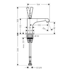 Hansgrohe AXOR Citterio E Standventil 90, Pin-Griff ohne Ablaufgarnitur, Ausladung ... HANSGROHE-36105300 4011097903477 (Abb. 1)