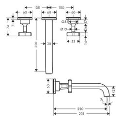 Hansgrohe AXOR Citterio E 3-Loch Waschtischarmatur Unterputz für Wandmontage, Ausla... HANSGROHE-36107990 4011097827049 (Abb. 1)