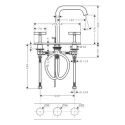 Hansgrohe AXOR Citterio E 3-Loch Waschtischarmatur ComfortZone 170, Platte, Zugstan... HANSGROHE-36116140 4011097819303 (Abb. 1)
