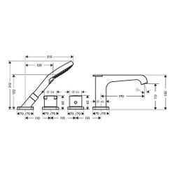 Hansgrohe AXOR Citterio E 4-Loch Fliesenrandarmatur, Thermostat, 2 Verbraucher, Mat... HANSGROHE-36410670 4059625435625 (Abb. 1)