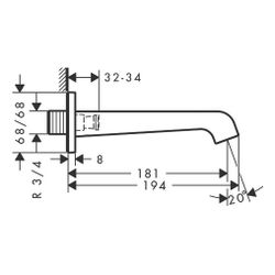 Hansgrohe AXOR Citterio E Wanneneinlauf, DN 20, 181mm, G 3/4", Brushed Red Gold... HANSGROHE-36425310 4011097904894 (Abb. 1)