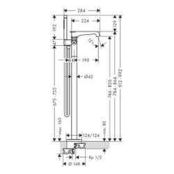Hansgrohe AXOR Citterio E Wannenthermostat bodenstehend, 2 Verbraucher, Polished Bl... HANSGROHE-36416330 4011097814278 (Abb. 1)